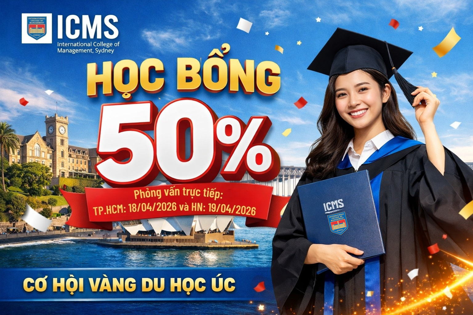 Cơ hội phỏng vấn học bổng 50% ICMS 2026 dành cho học sinh Việt Nam